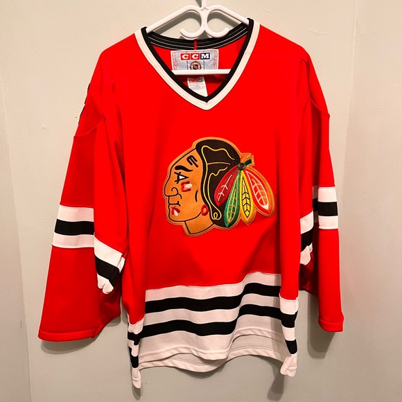 CCM - Men’s Medium -Chicago Blackhawks Jersey - 90’s Vintage- Blank -Red & White - Picture 1 of 13